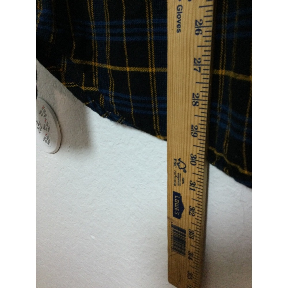 Original Use Flannel Shirt Plaid LongSleeve ButtonUp Top Black BlueYellow M(252) - Picture 6 of 6